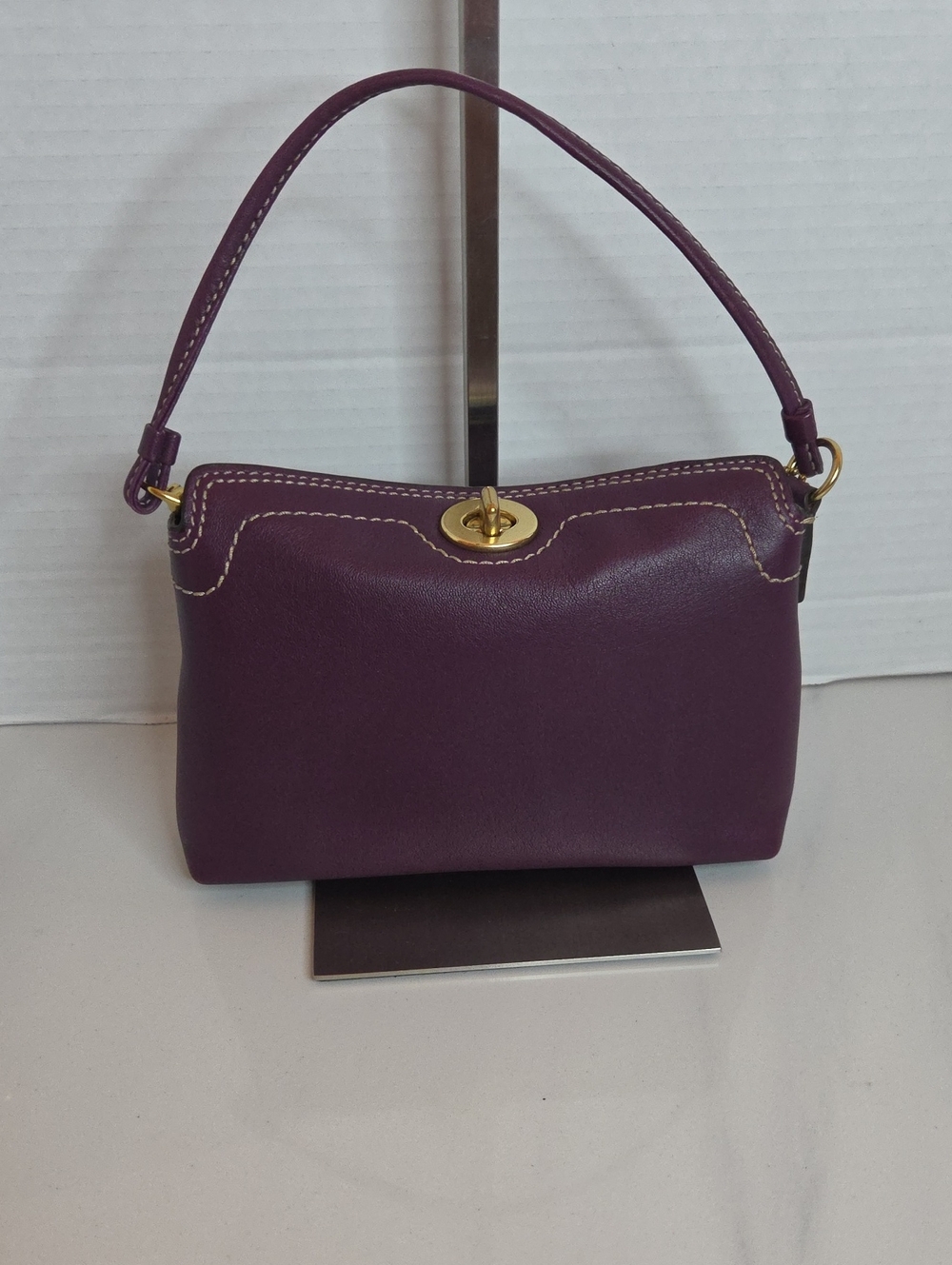 Vintage Coach Plum Leather Mini Turnlock Bag